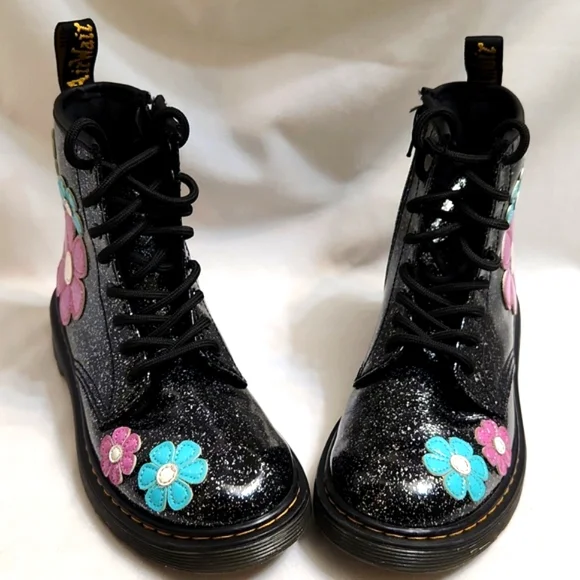 Dr. Martens 1460J Floral Glitter Patent Leather Lace-up boots (size 3) - Picture 5 of 14